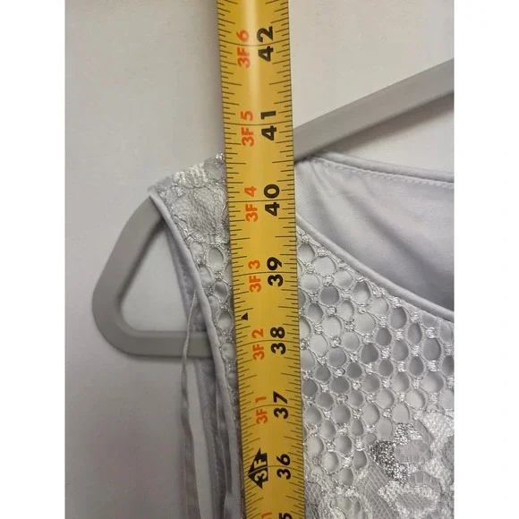 Jessica‎ Howard Lace Sheath Dress Silver Sleeveless Party Wedding Guest Size 14 - Picture 6 of 6